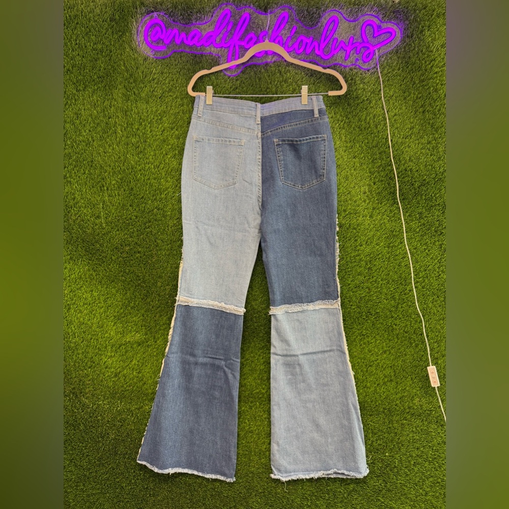 Easel Two-Tone Flare Jeans - Picture 2 of 2